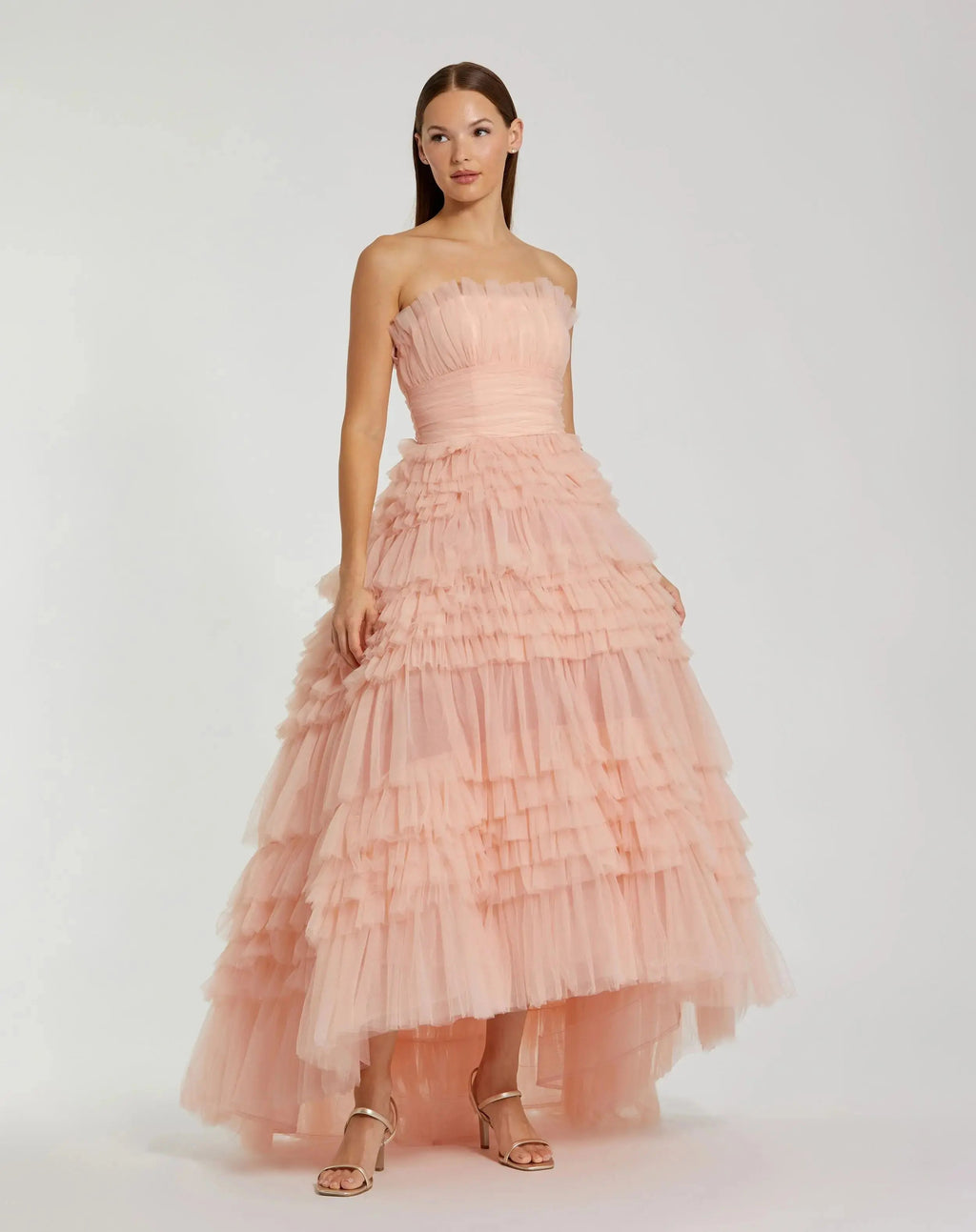 Pink Ruffle Gown Pink Strapless Tulle Ruffle Gown – The Curated Label-Sunsfmake