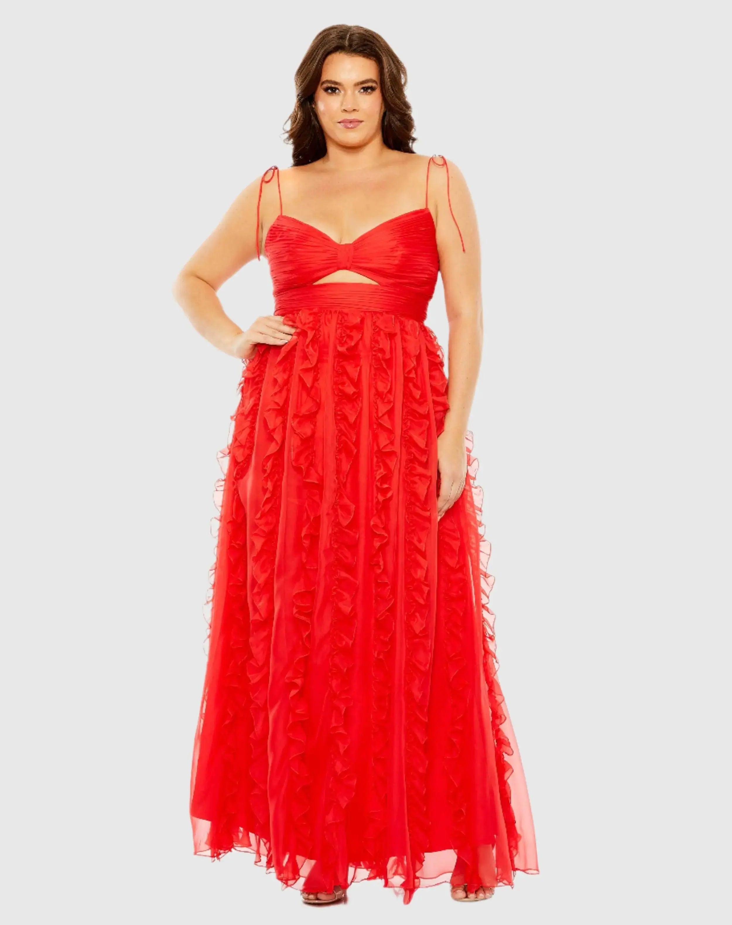 Keyhole Detail Chiffon Sleeveless Gown - FINAL SALE
