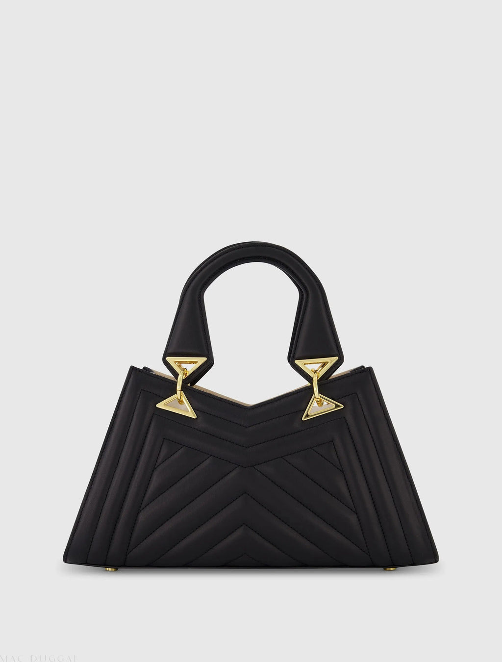 Black Quilted Napa Leather Angular Handbag