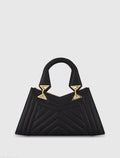 Black Quilted Napa Leather Angular Handbag