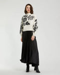 White Balloon Sleeve Cropped Mock Neck Knit Sweater