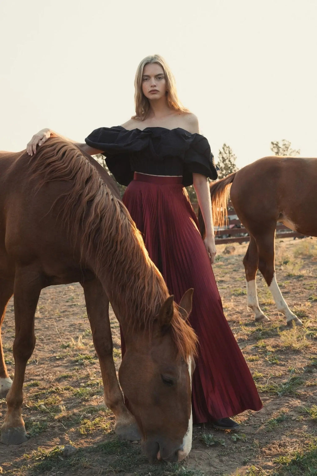 Black Faille Off The Shoulder Bustier Ruffle Top - FINAL SALE